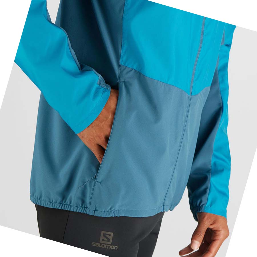 Salomon AGILE WIND WINDBREAKERS Kabát Férfi Kék | HU 2359KOR